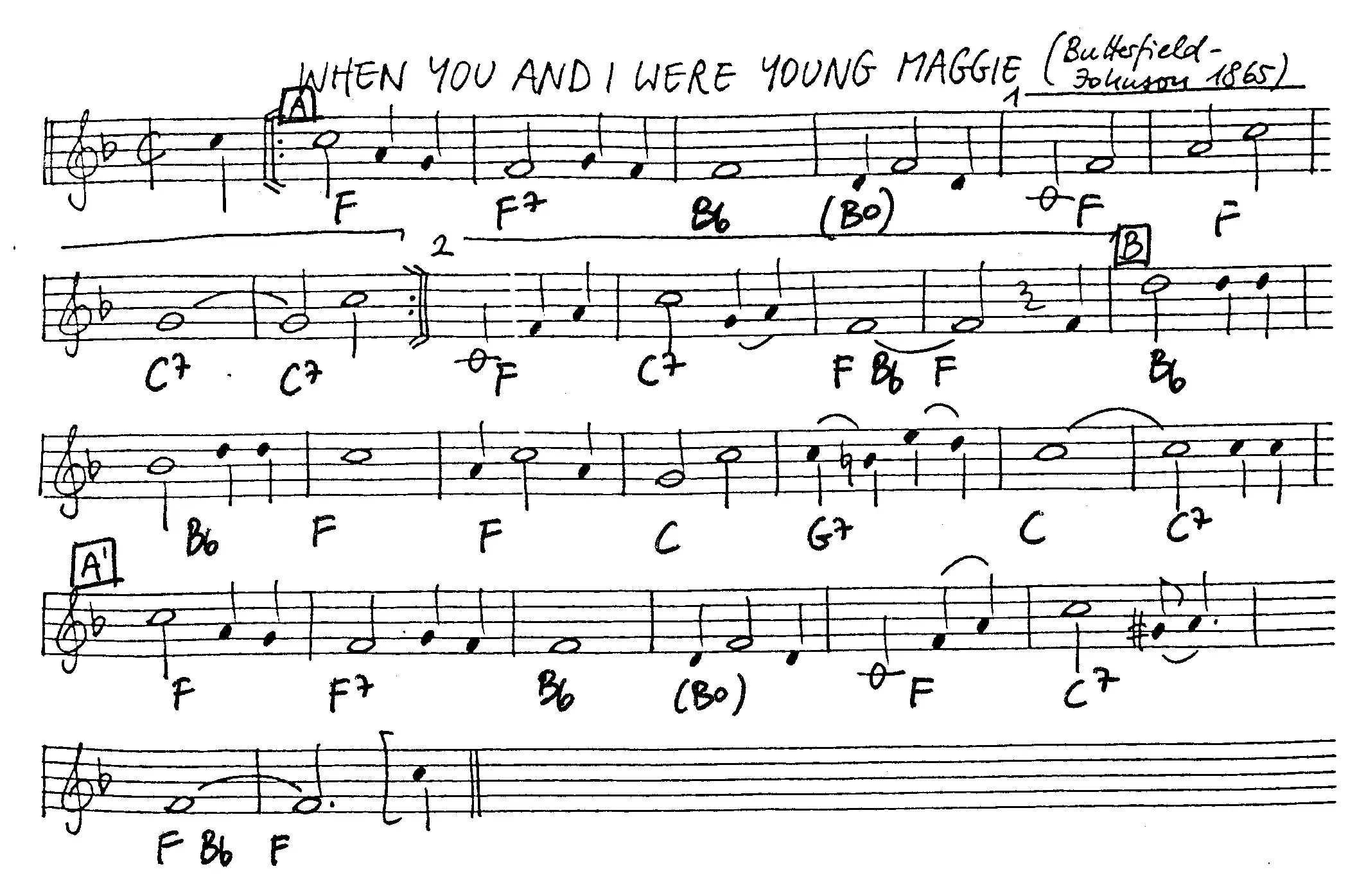when you and i were young free jazz leadsheet - Courtesy of the Jungle Jazz Band